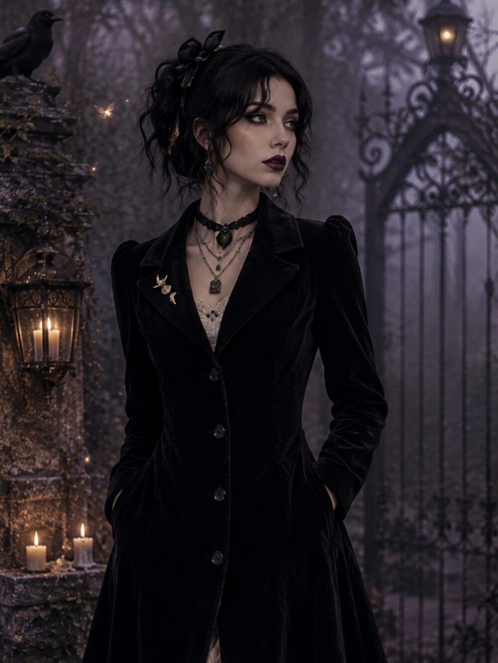 NWOT Rare Dolls Kill Grave Girls New Idols Black Velvet Long Coat, Sm